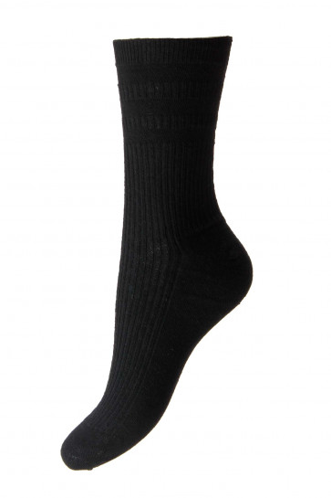 SOCKS - BLACK, SOFT TOP WIDE FIT, COTTON RICH SIZE 4-7